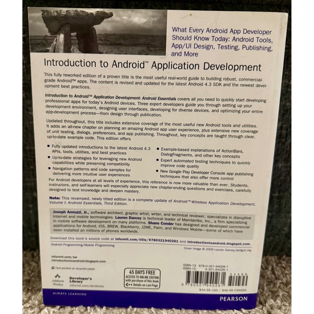 Addison-Wesley Introduction to Android Application Development 4th Ed White - Picture 2 of 6